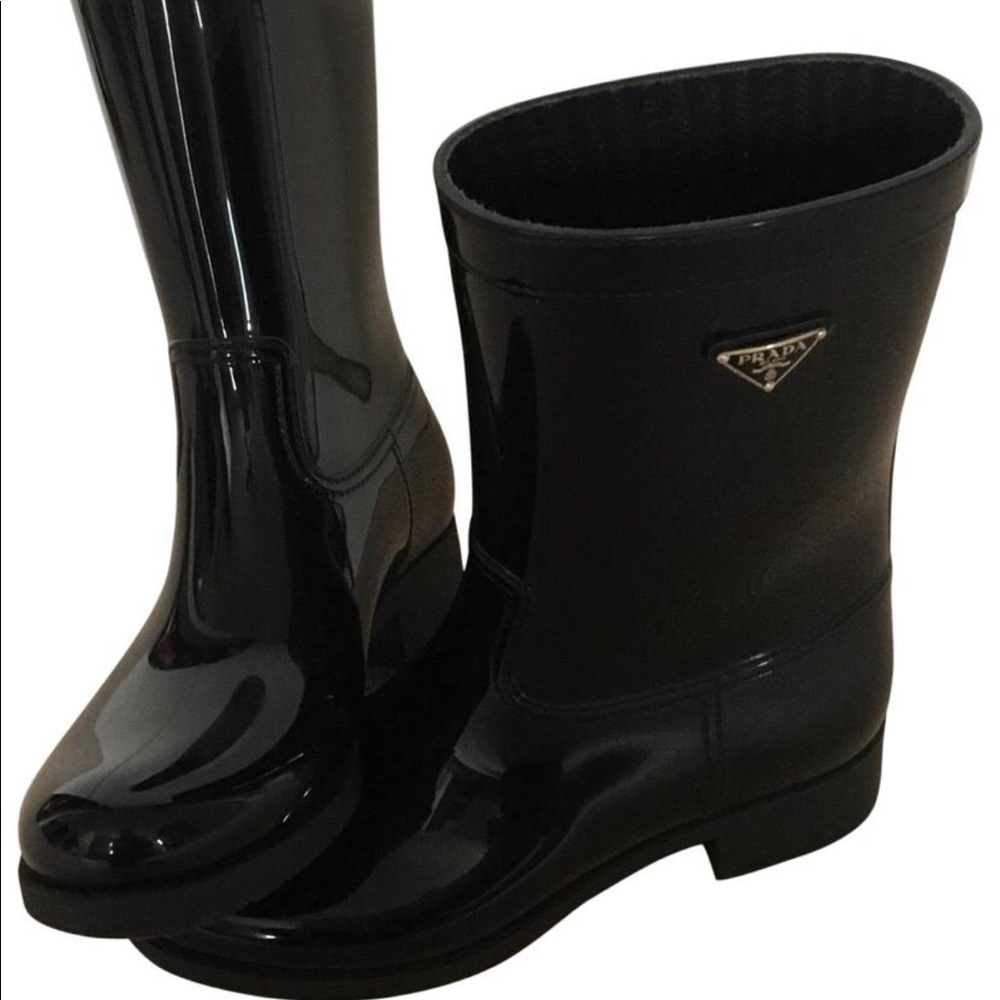 Black Prada Rain Boots Size 10